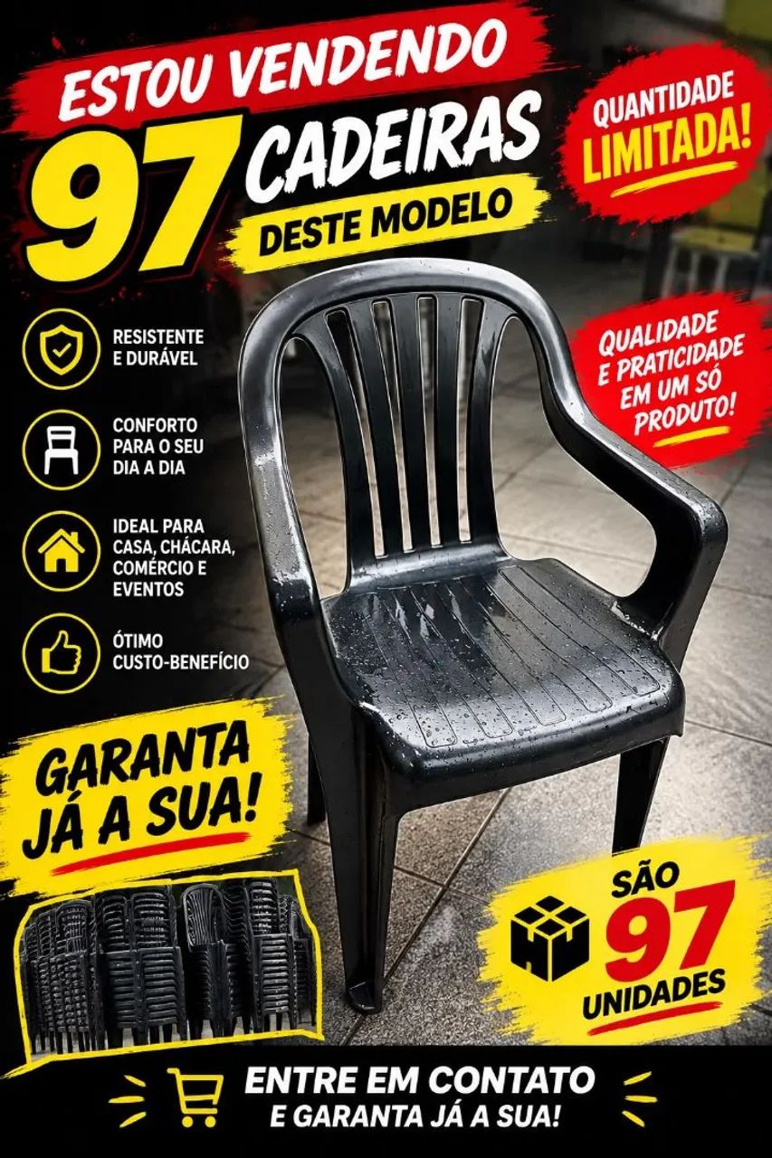 Cadeiras de plástico pretas