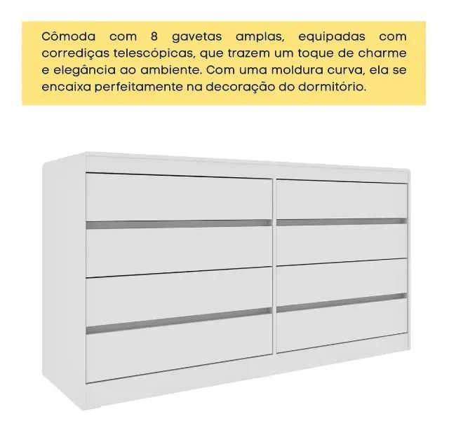 Cômoda Urban 8 Gavetas Alta Qualidade