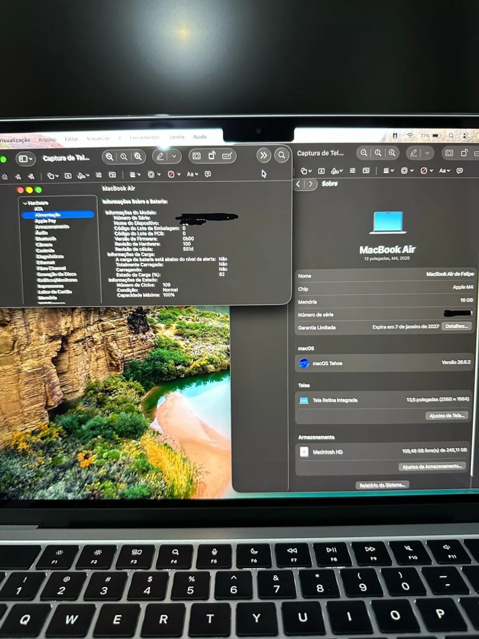 MacBook Air M4 13 Polegadas Sky Blue 16GB 256GB - Bateria 100% - Garantia 2027 - Foto 2