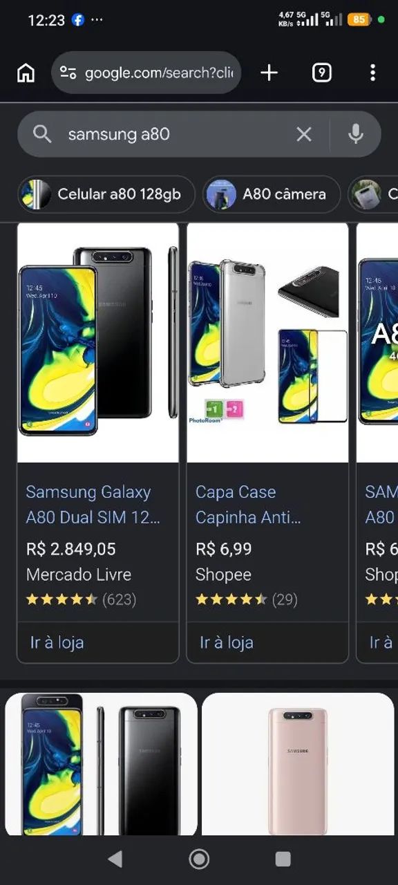 Celular para peças Samsung a80