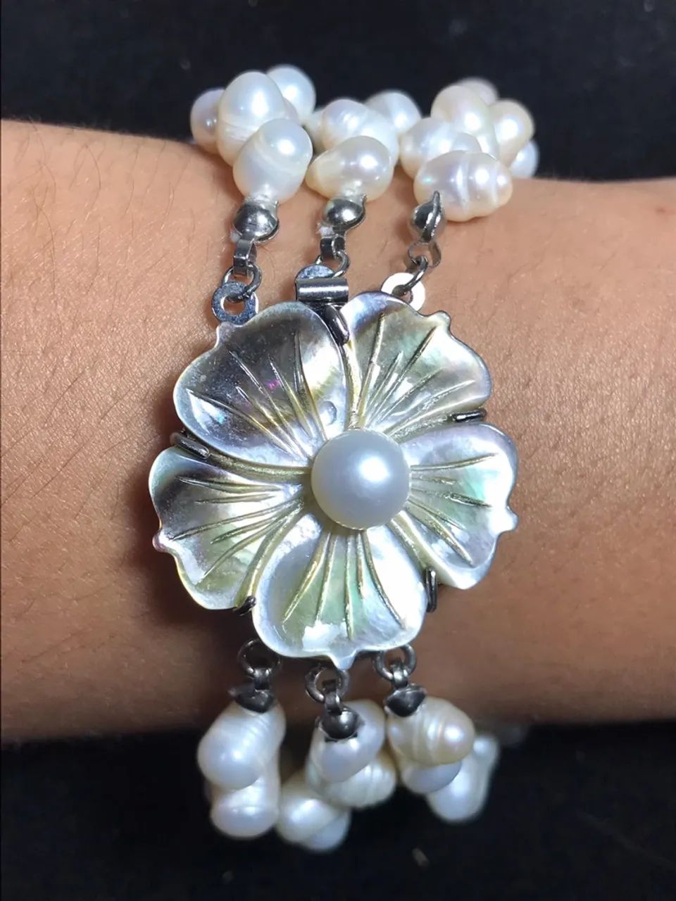 Pulseira de Pérola Fecho Flor - Foto 5