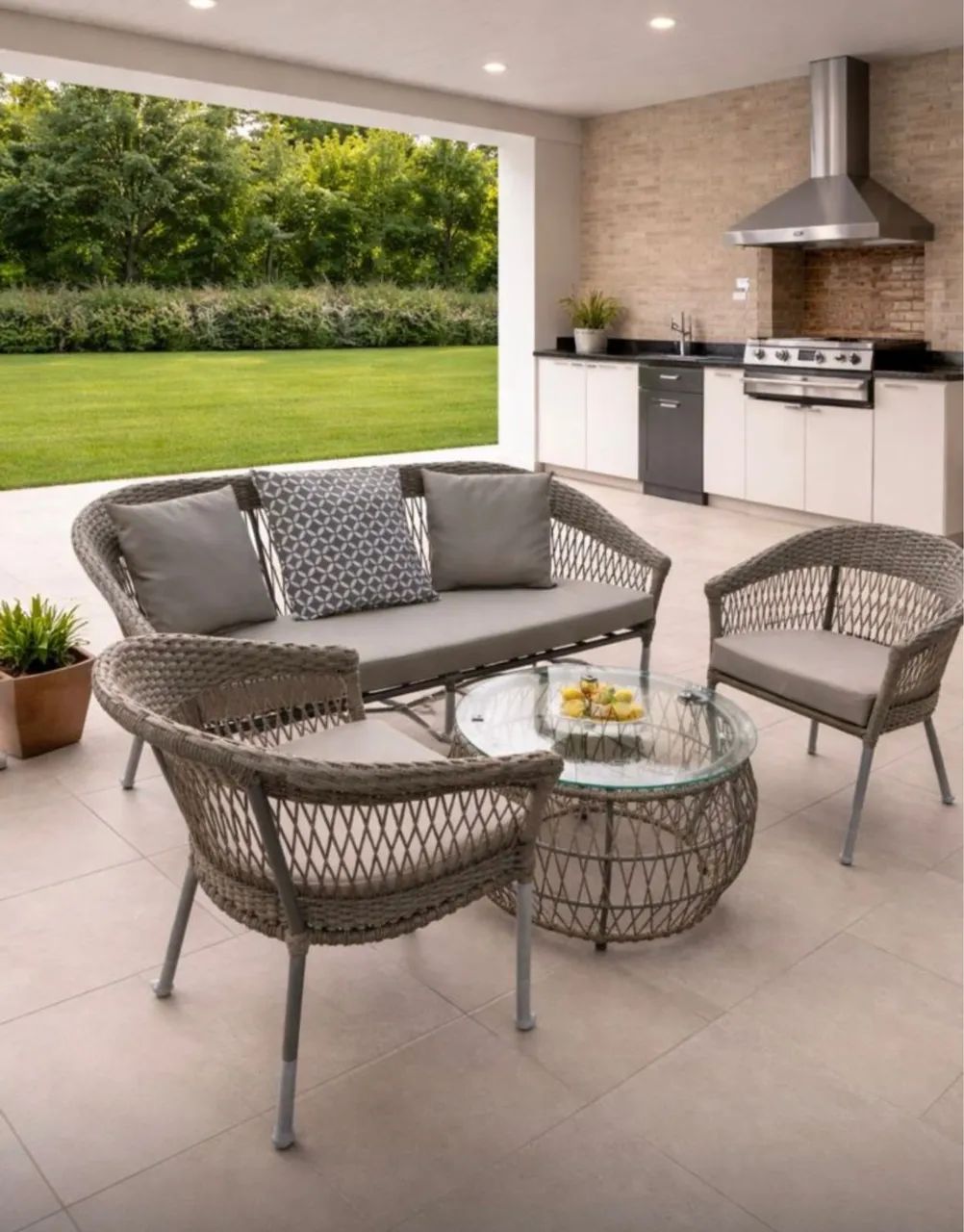 Conjunto sofa namoradeira alumínio trico e corda náutica 