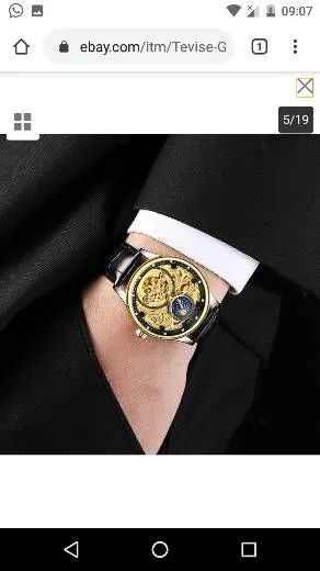 Relogio tevise automatico esqueleto