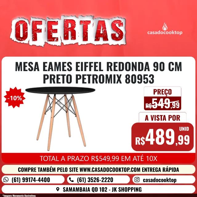 MESA EAMES EIFFEL REDONDA 90 CM - PRETO PETROMIX 80953