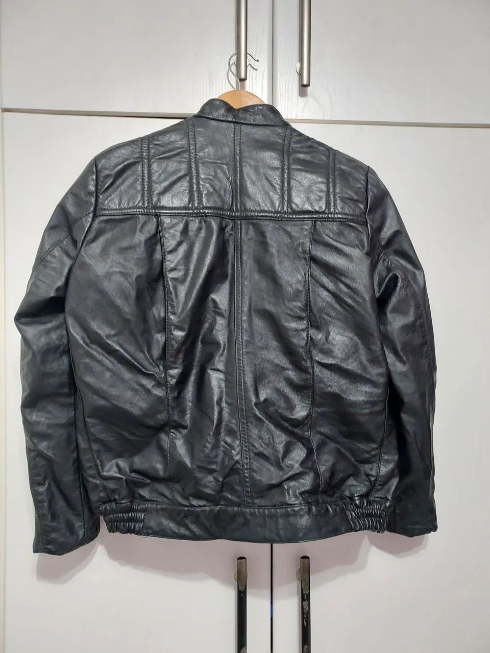 Jaqueta de couro legítimo preta veste até o número 44 - Foto 2