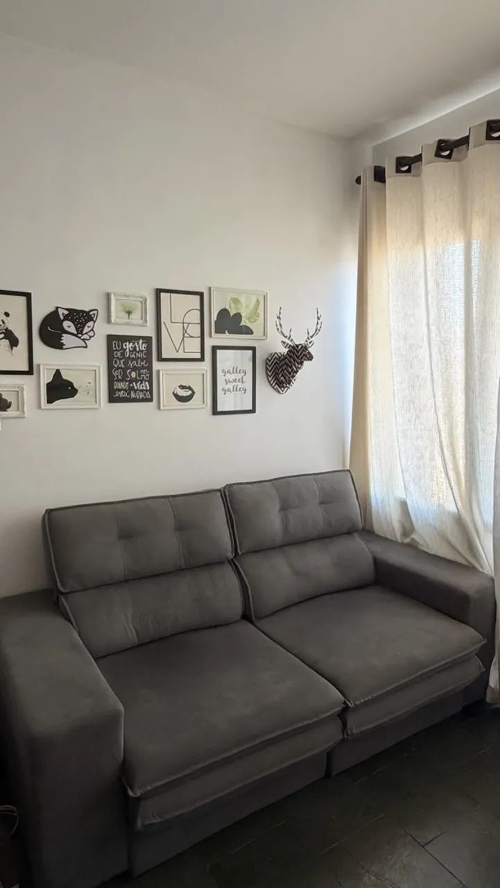 Sofá retrátil 3 lugares cinza  - Foto 2