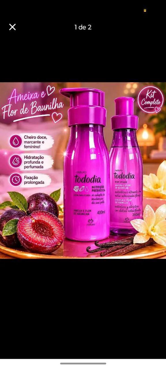Body splash ameixa e flor de baunilha 