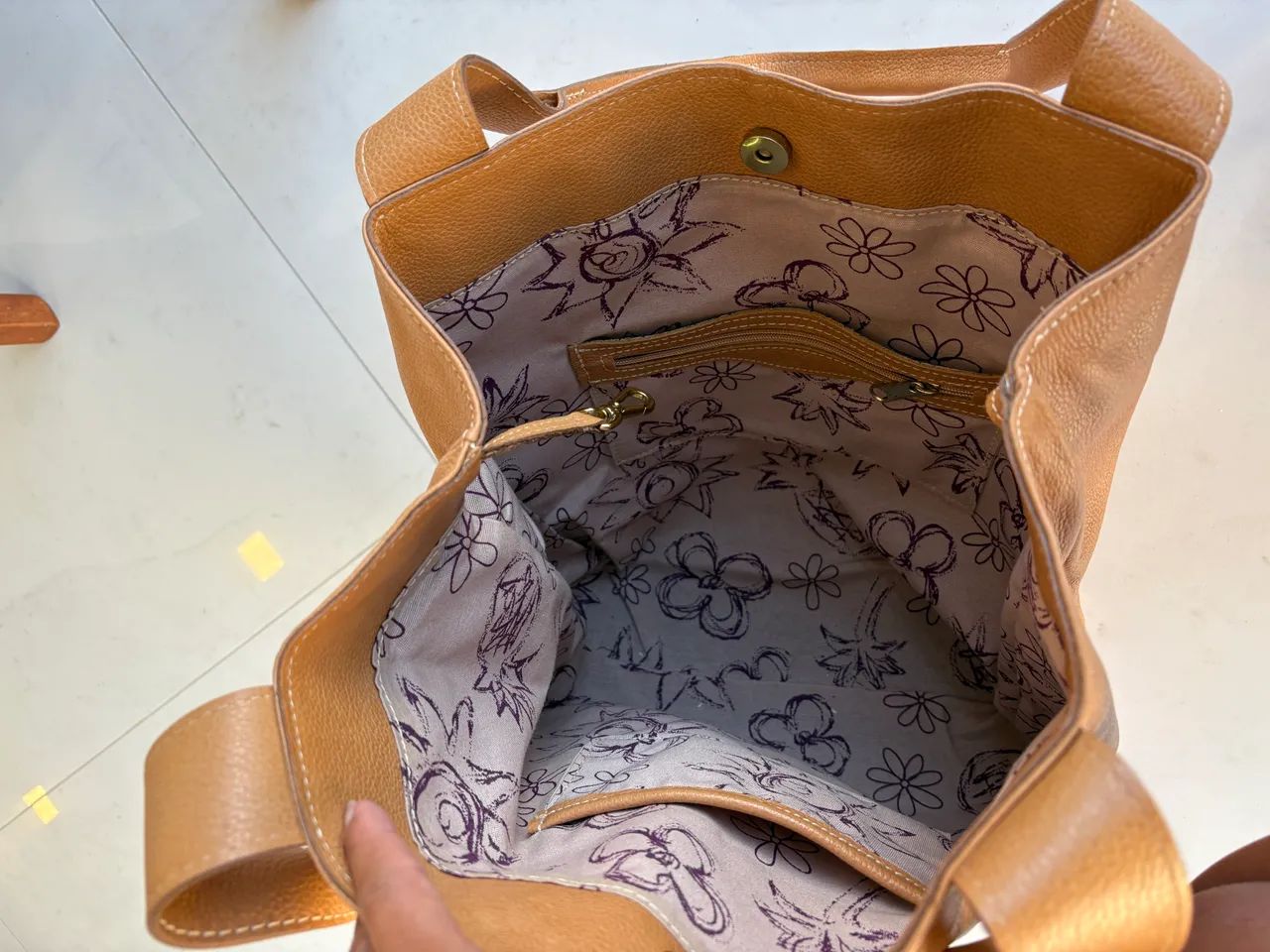 Bolsa de couro caramelo nov - Foto 4