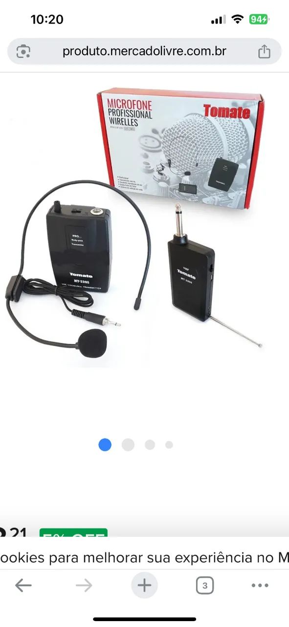 Microfone profissional sem fio