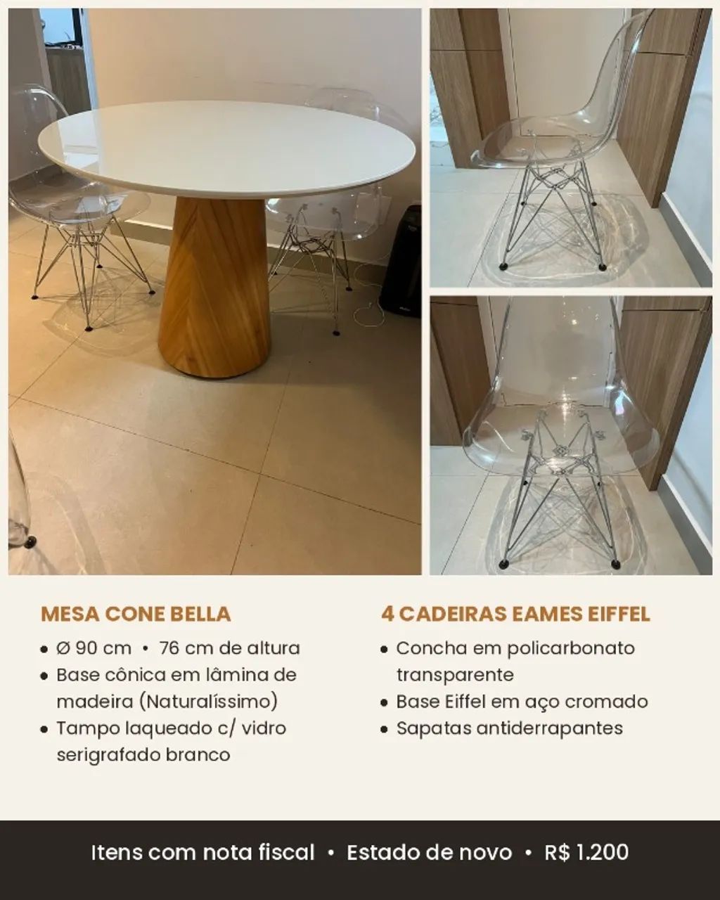 Mesa de jantar redonda com 4 cadeiras - Oportunidade - Foto 2