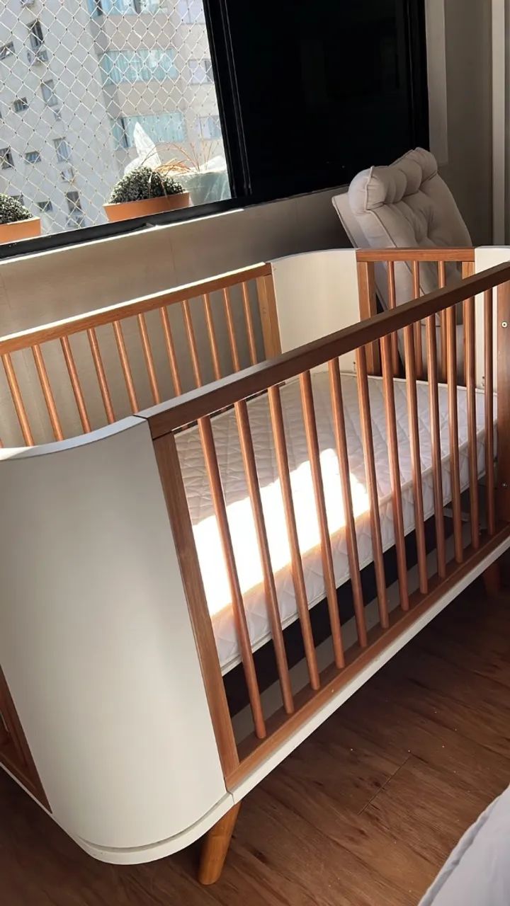 Berço Sleeper Zlin (MDF e Madeira Maciça) + Colchão - Tamanho Padrão - Foto 3