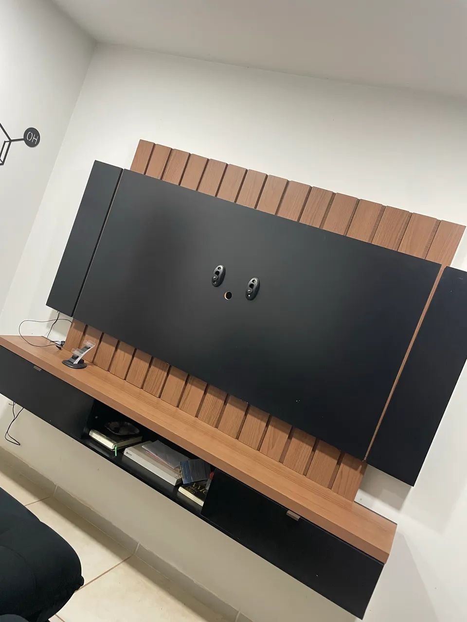 Painel de TV Led Preto/Nature 1.8m - Foto 2