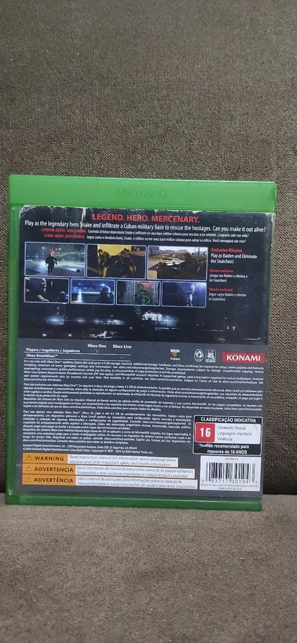 Jogo Original Usado Metal Gear Solid 5 Ground Zeroes xbox one Midia Fisica - Foto 2