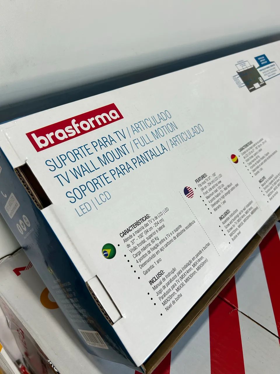 Suporte de Tv Brasforma 80 / 85 / 98 e 100 Polegadas - Braço Duplo - Até 60Kg  - Foto 3