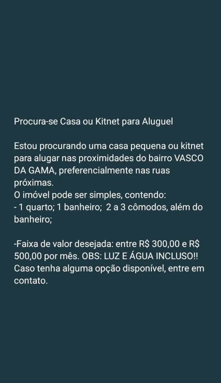 Procura-se Casa para alugar