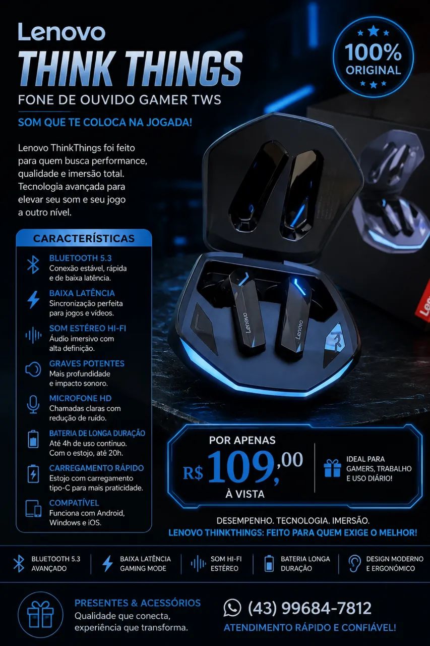 Fone ouvido Bluetooth Lenovo  - Foto 3