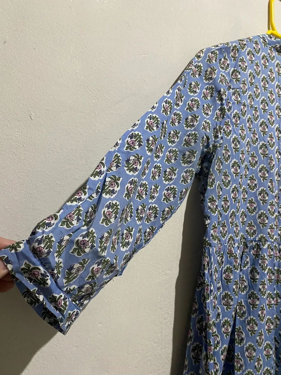 Vestido azul estampado de manga  - Foto 5