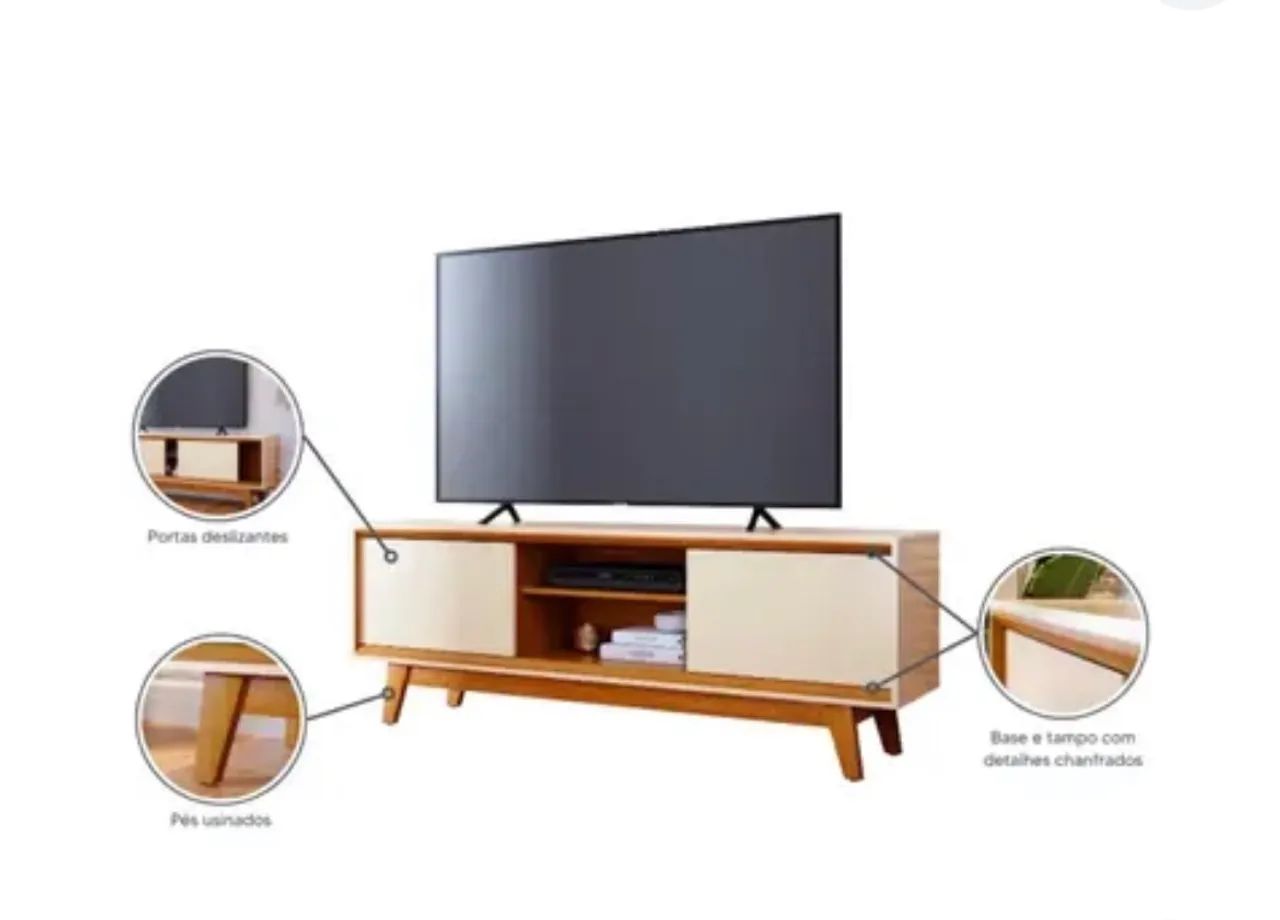 Bancada 164cm 2 Portas Para TV Até 70 Polegadas Atlas Madetec - Foto 2