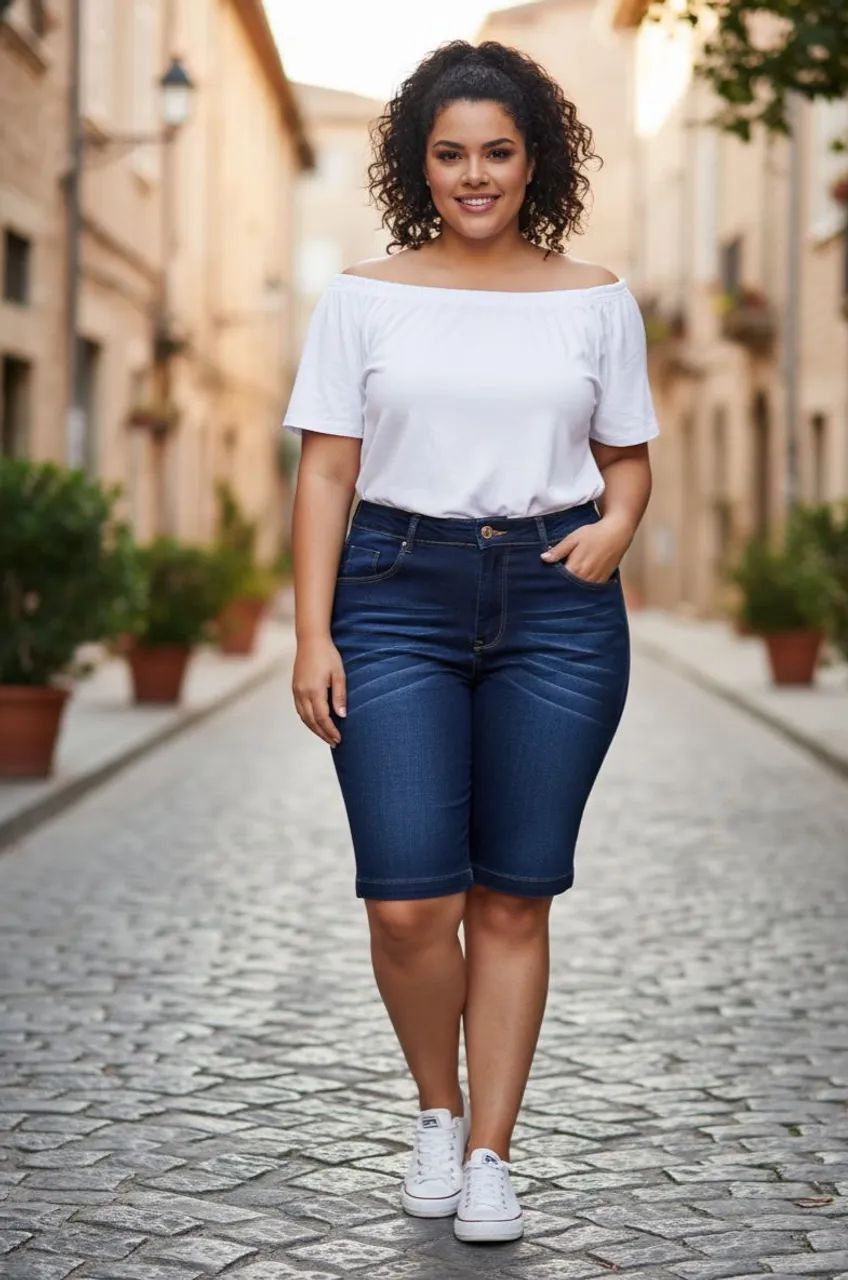 Bermuda Jeans Feminina Plus Size 46 - Oferta R$ 69
