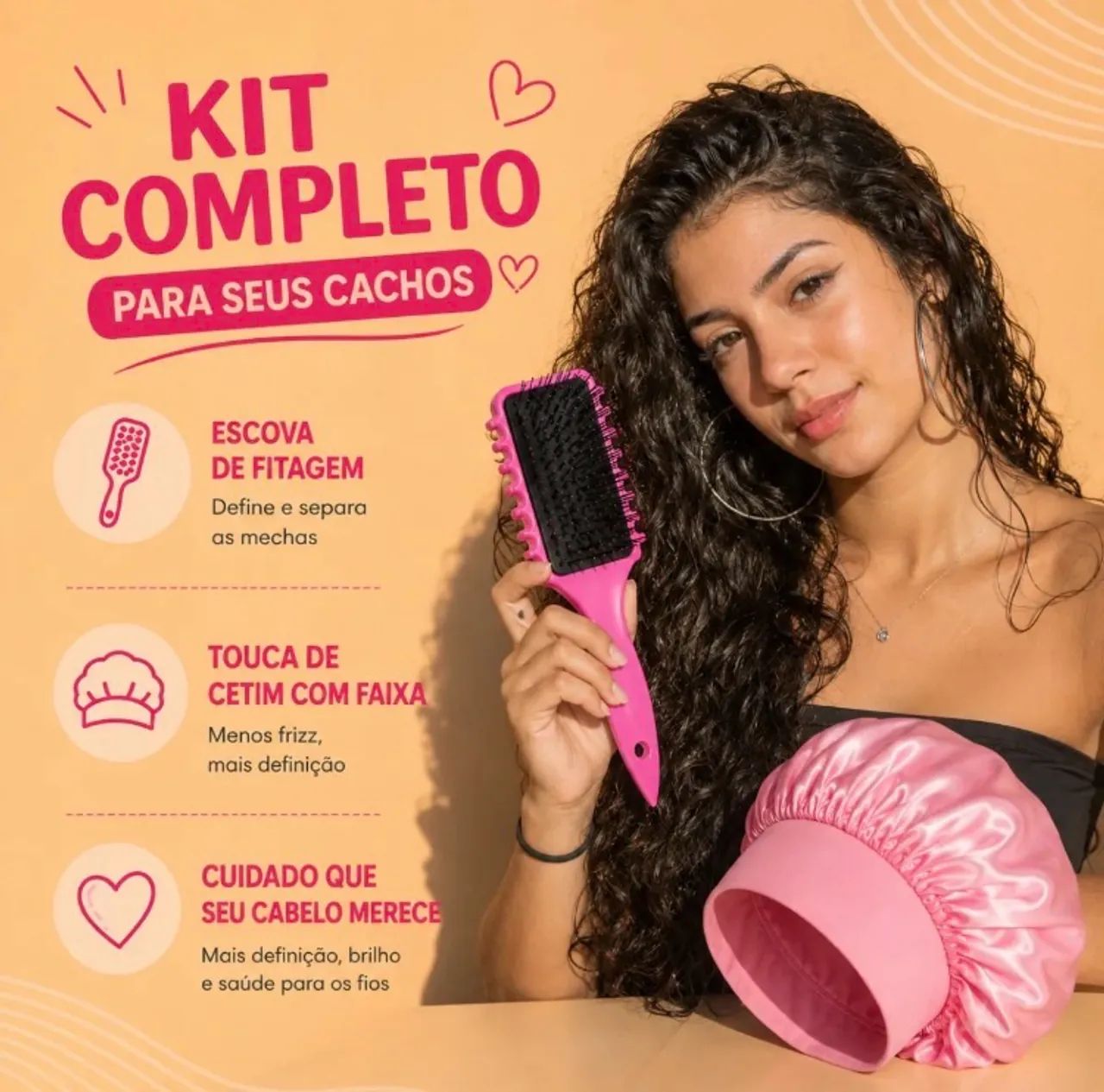 Toca de cetim + escova de cabelo  - Foto 3