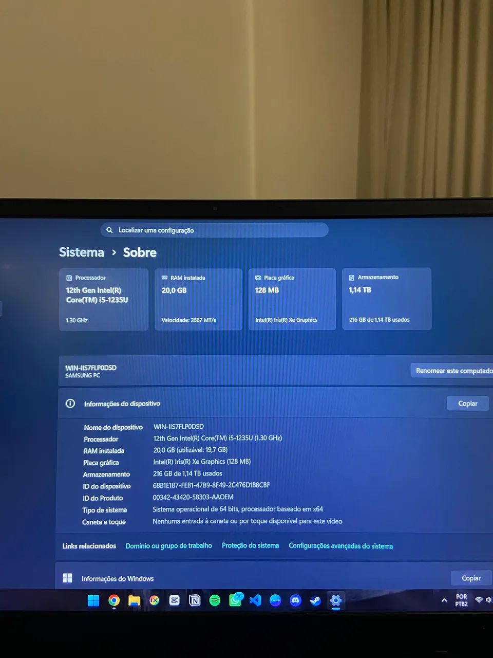 Notebook Samsung Book2 i5 12ª Geração | 20GB RAM | SSD + HD 1TB - Foto 2