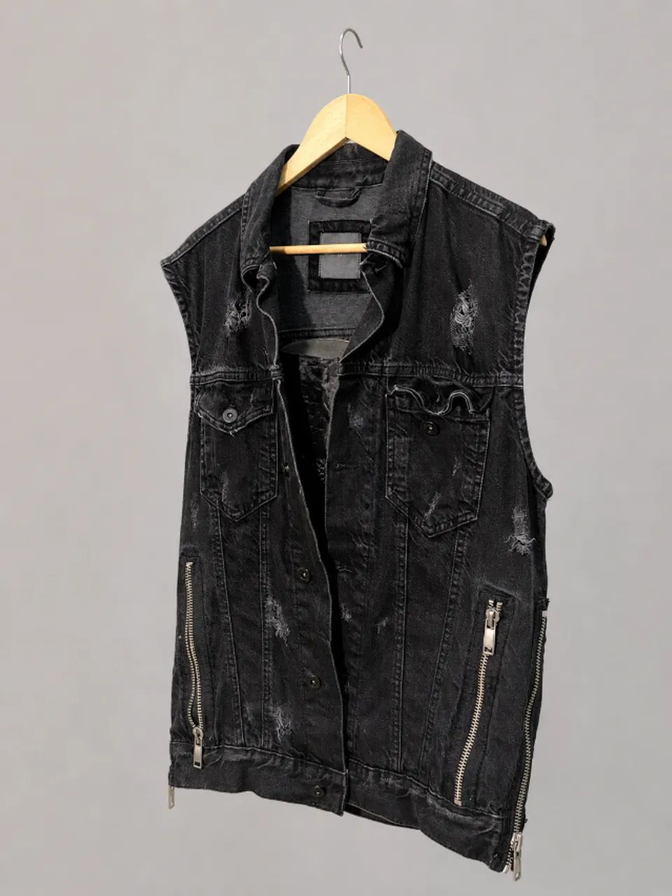 Colete Zara Jeans Destroyed com Protetor Removível