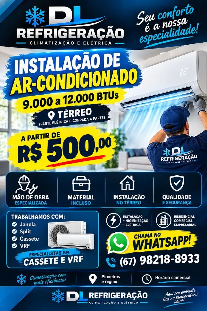 Instalação e higienizacao de ar