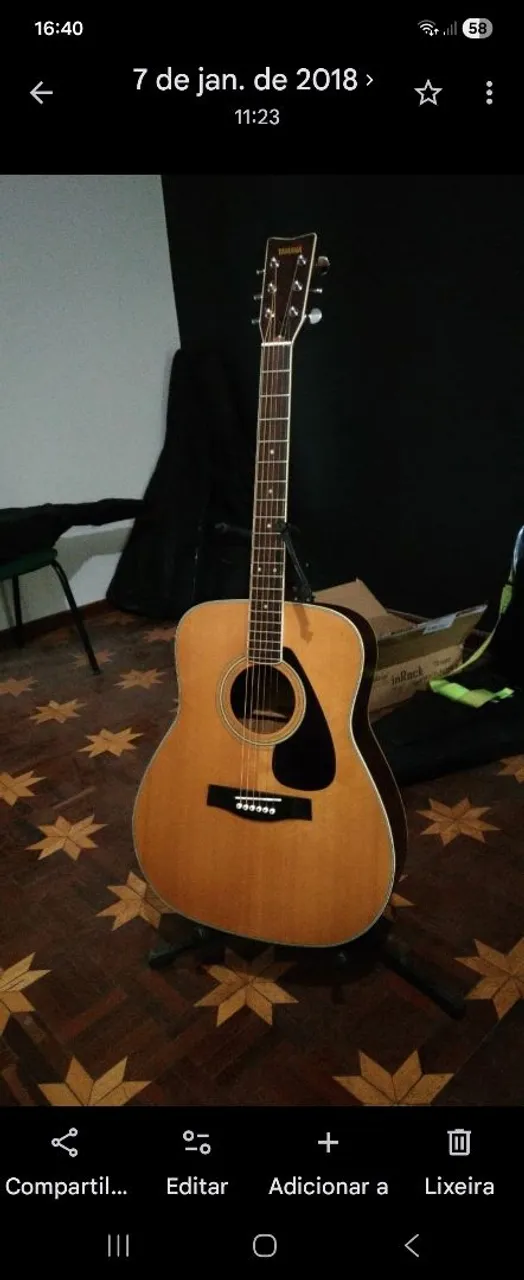 Violão japonês Yamaha FG 201 B transcústico + softcase + trastes
