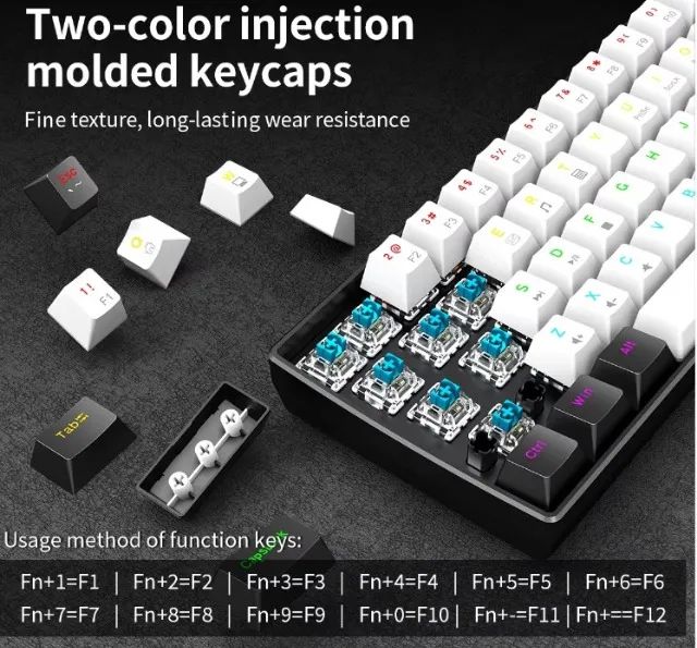 Teclado Mecânico 60% PRETO/CINZA - Foto 3