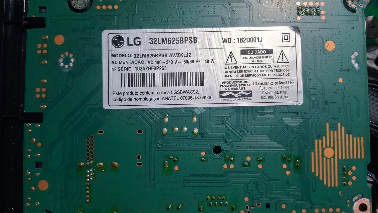 Placas e peças da TV LG 32LM625B