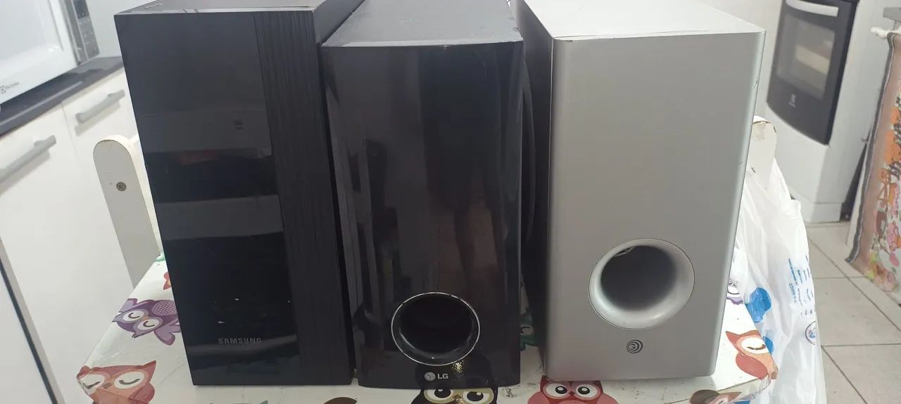 3 SUBWOOFERS PASSIVOS GRADIENTE SAMSUNG E LG FUNCIONANDO. 