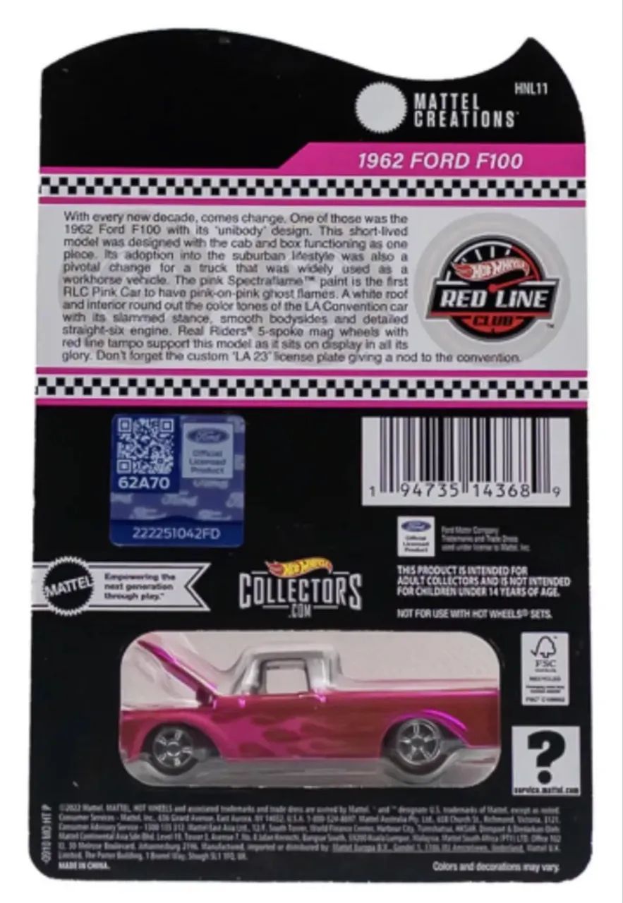 Hot Wheels RLC 1962 Ford F100 Club Exclusive - Hobbies e coleções