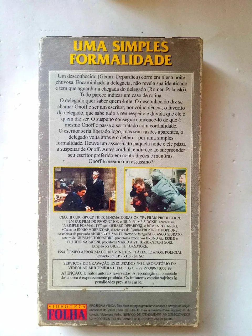 Uma simples formalidade vhs gerald depardieu roman polanski - Foto 2