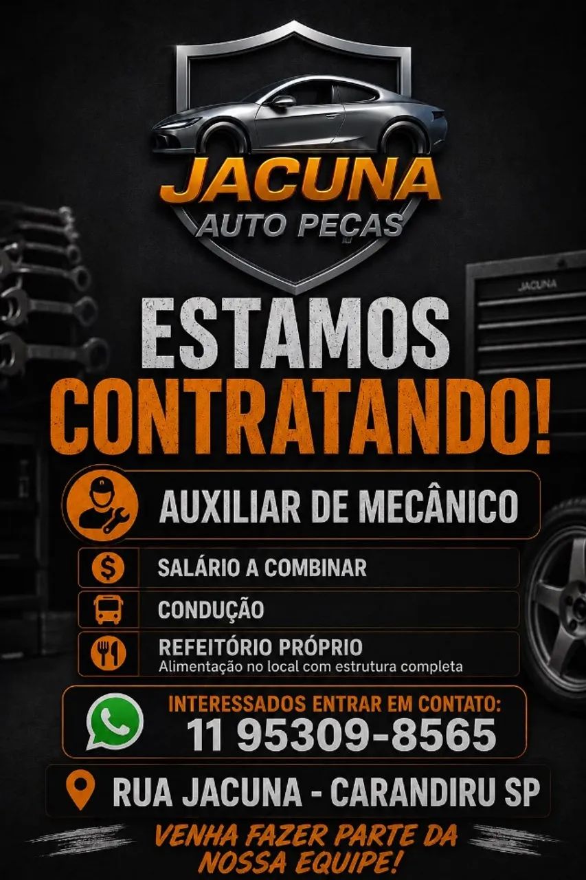 Vaga Para Auxiliar de Mecanico