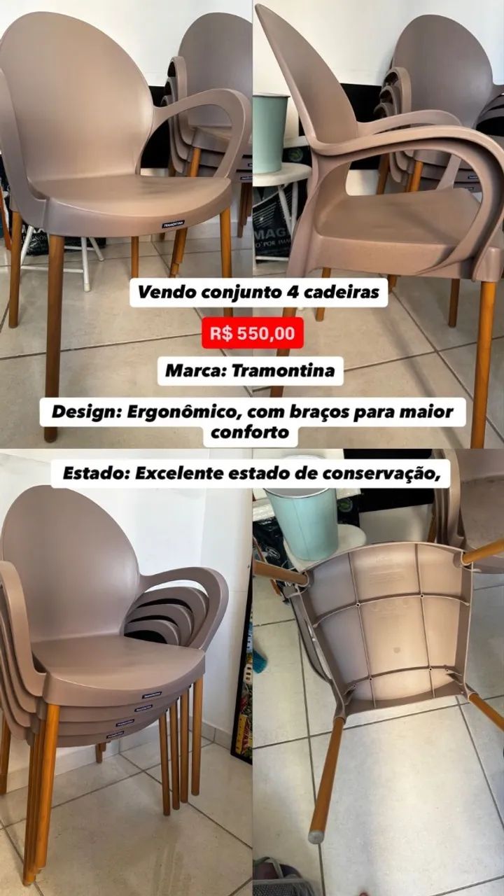Conjunto de 4 cadeiras tramontina