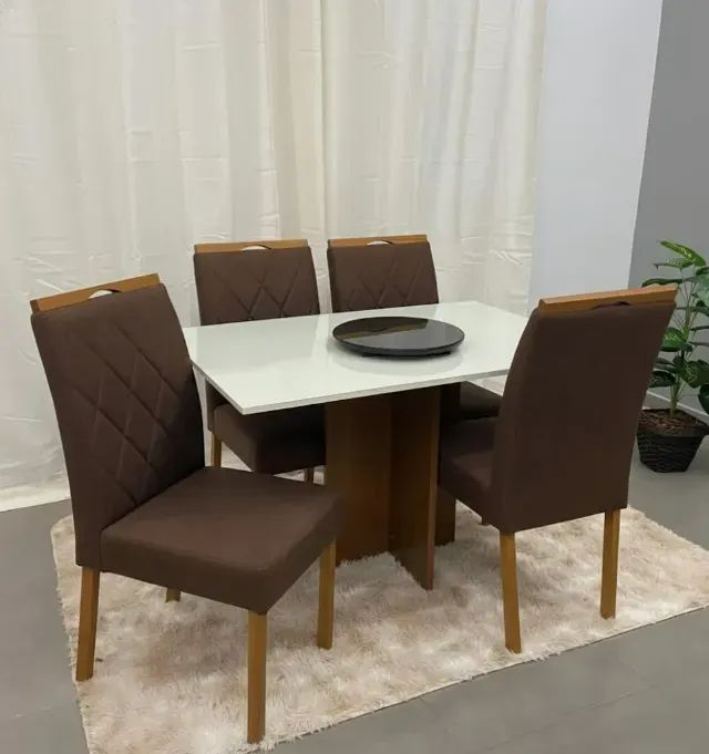 Mesa de Jantar Los Angeles com 4 Cadeiras Bali Marrom - Foto 3