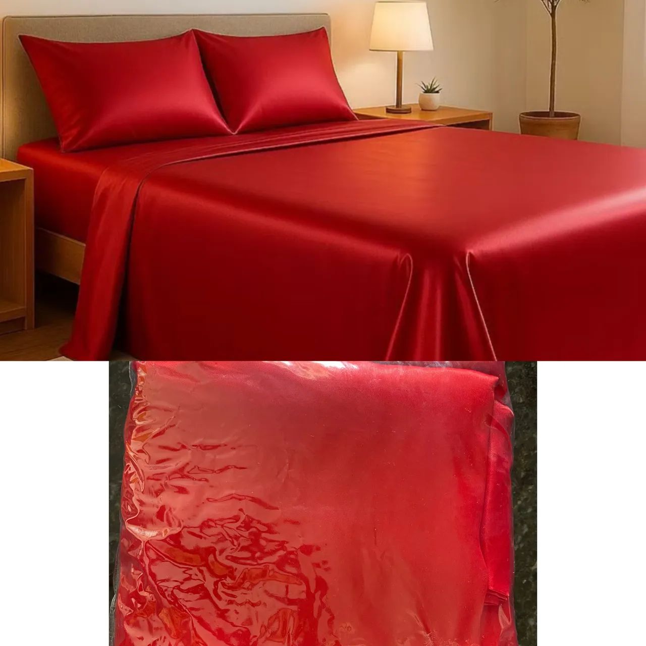 Conjunto de cetim de 4 peças para cama Queen 