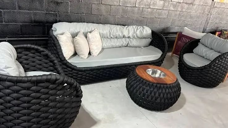 Jogo de sofá em tricô náutico 