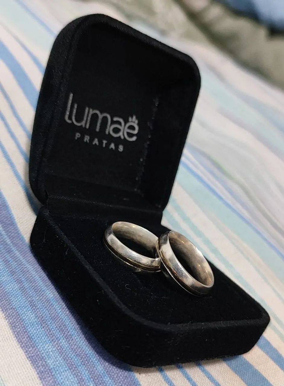 Par de Alianças em Prata e Ouro 18k da Lumaé - Foto 5