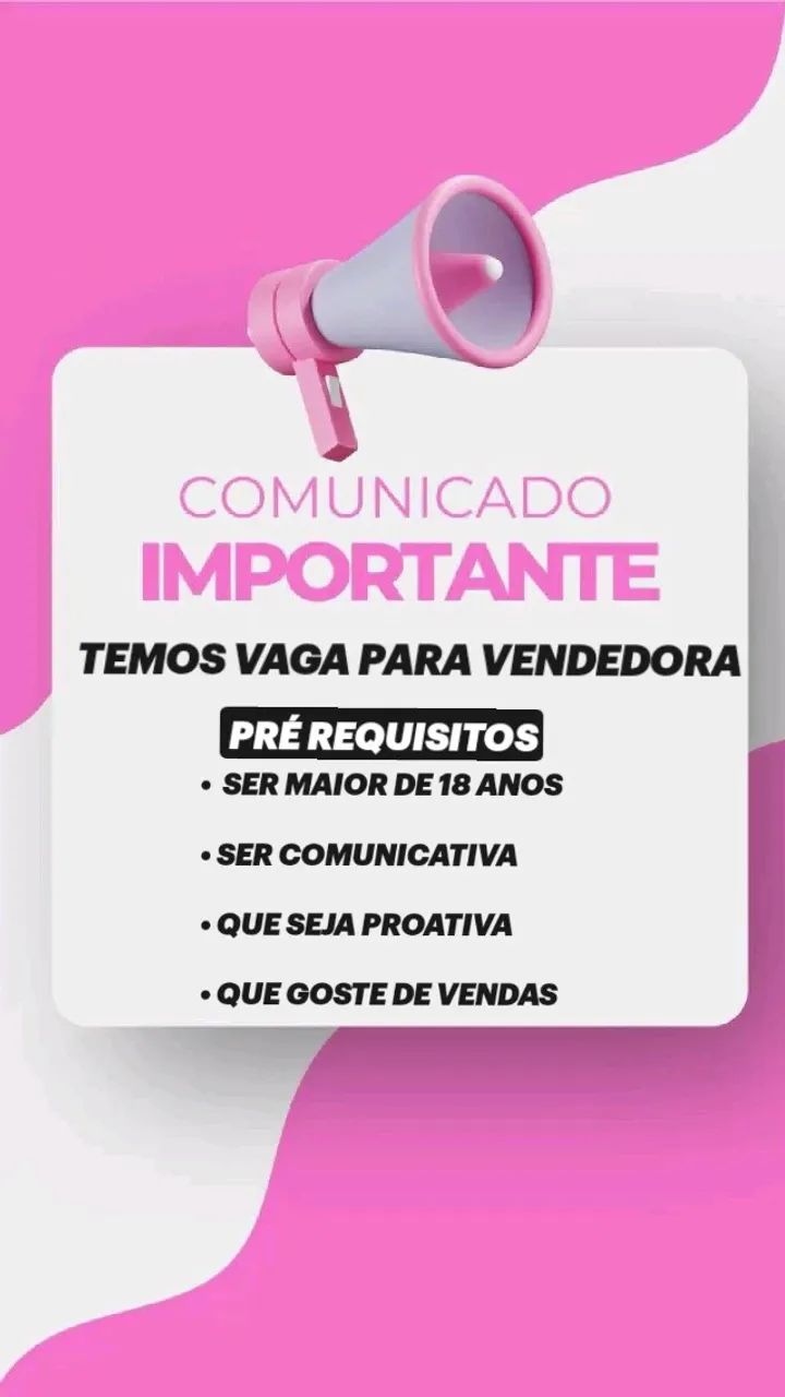 Vaga para vendedora 1