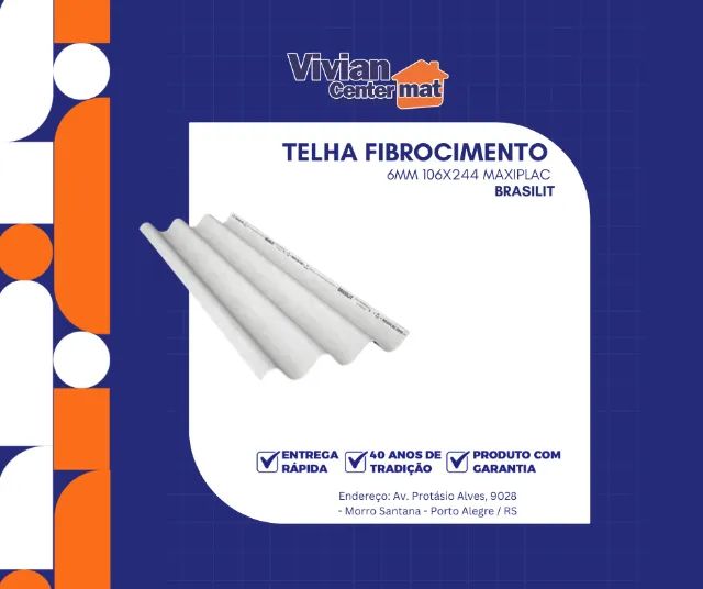 Telha fibrocimento Maxiplac 6mm Brasilit
