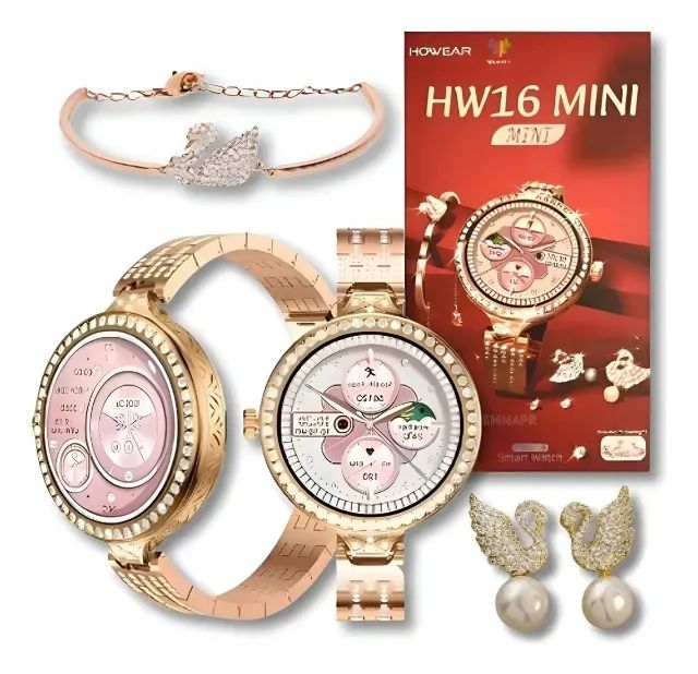 Smartwatch HW16 Mini Feminino Kit Luxo Pulseira Ajustável + Brinde - Foto 4