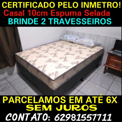 Entrega Grátis # Selo Inmetro #Brinde 2 Travesseiros #10cm Espuma Selada