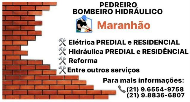 Eletricista, pedreiro e bombeiro hidráulico