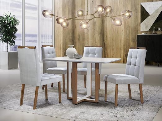 Sala mesa jantar com 4 cadeiras tampo de vidro  - Foto 3