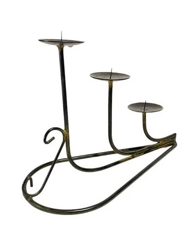 Imponente e antigo castiçal três velas Arte Deco forjado Ferro forget patinado Descrição - Foto 5