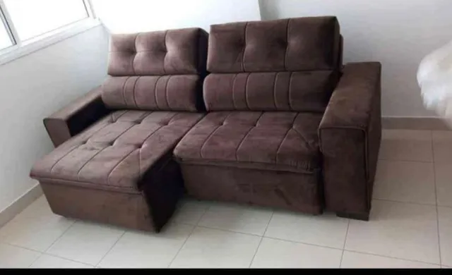 sofa retratil reclinavel novo molas ensacadas