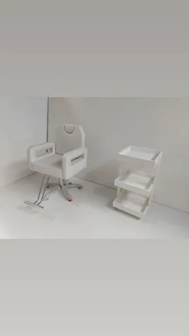 Cadeira e carrinho auxiliar para salão de beleza