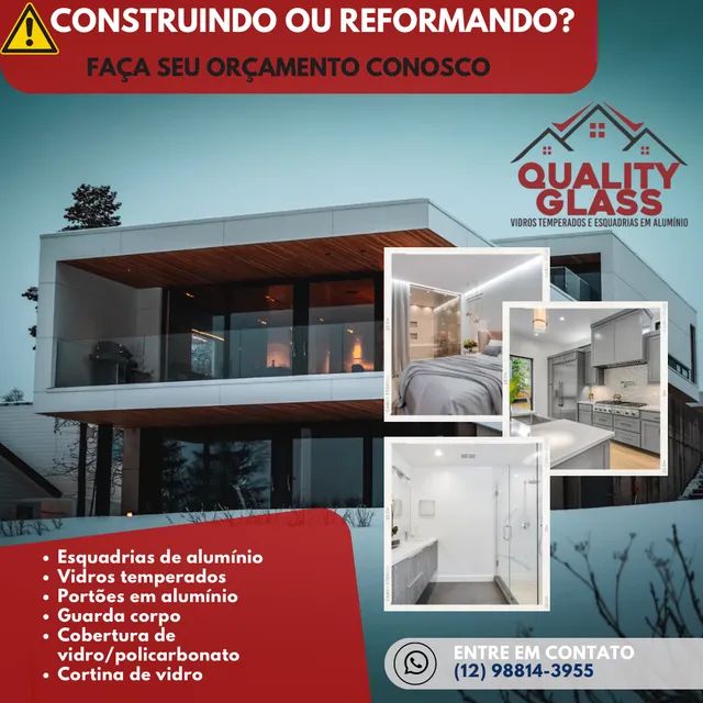 Esquadrias de alumínio e vidros temperados