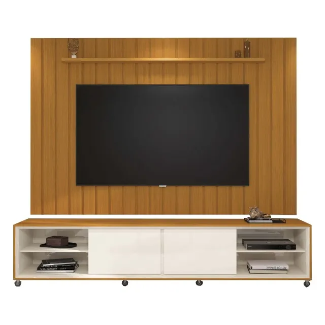 Rack Thor com Painel Brise 260cm para TV até 75 Polegadas EDN Cedro Off White